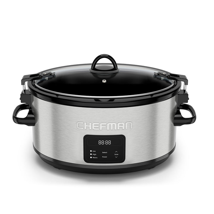 CHEFMAN - Olla de Cocción Lenta Programable 7 Qt con 3 Temperaturas — Acero Inoxidable