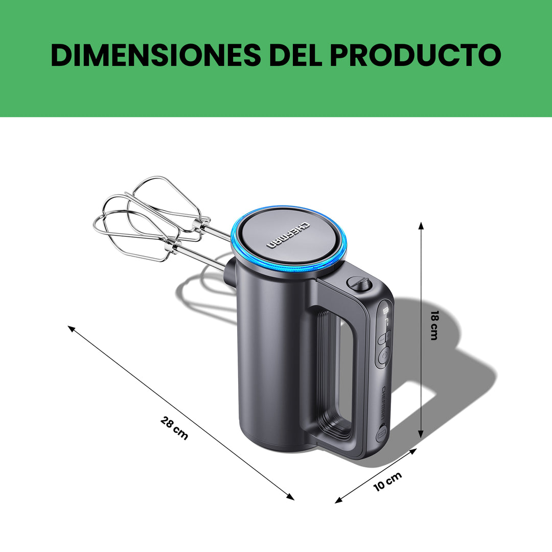 Chefman - Batidora de Mano Inalámbrica de 7 velocidades