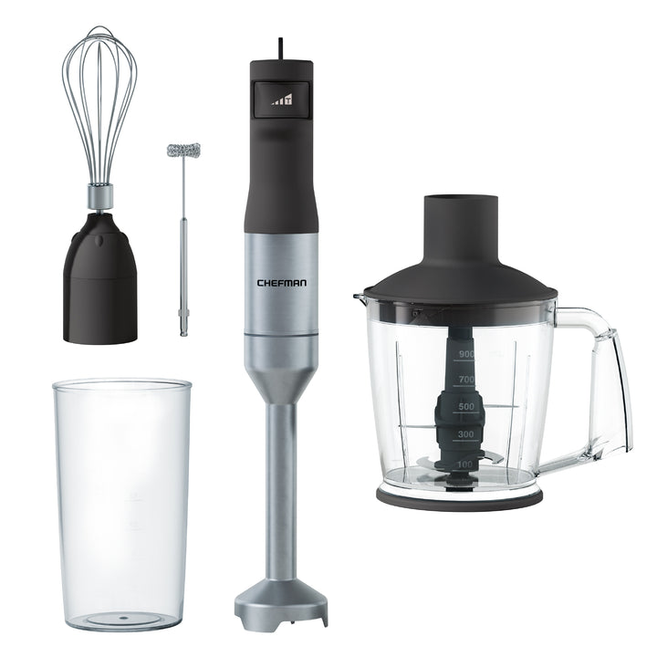 CHEFMAN - Kit de Preparación de Alimentos 4-en-1 con Batidora de Inmersión y Procesador