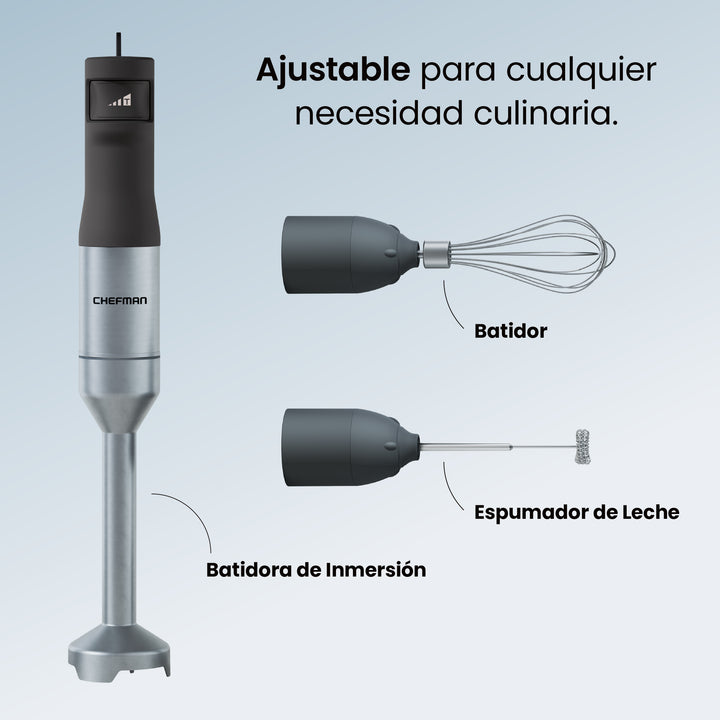 CHEFMAN - Kit de Preparación de Alimentos 4-en-1 con Batidora de Inmersión y Procesador