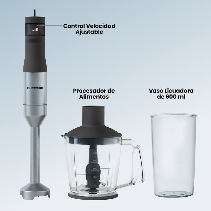 CHEFMAN - Kit de Preparación de Alimentos 4-en-1 con Batidora de Inmersión y Procesador