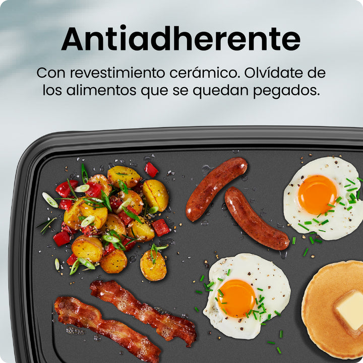 Chefman - Plancha Eléctrica XL con Control de Temperatura Ajustable | Superficie Antiadherente Extra Grande para Hamburguesas, Huevos y Panqueques