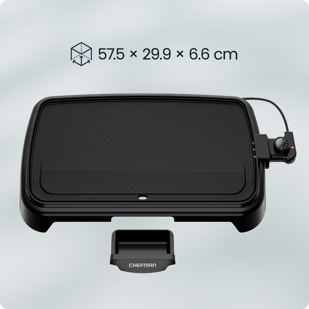 Chefman - Plancha Eléctrica XL con Control de Temperatura Ajustable | Superficie Antiadherente Extra Grande para Hamburguesas, Huevos y Panqueques
