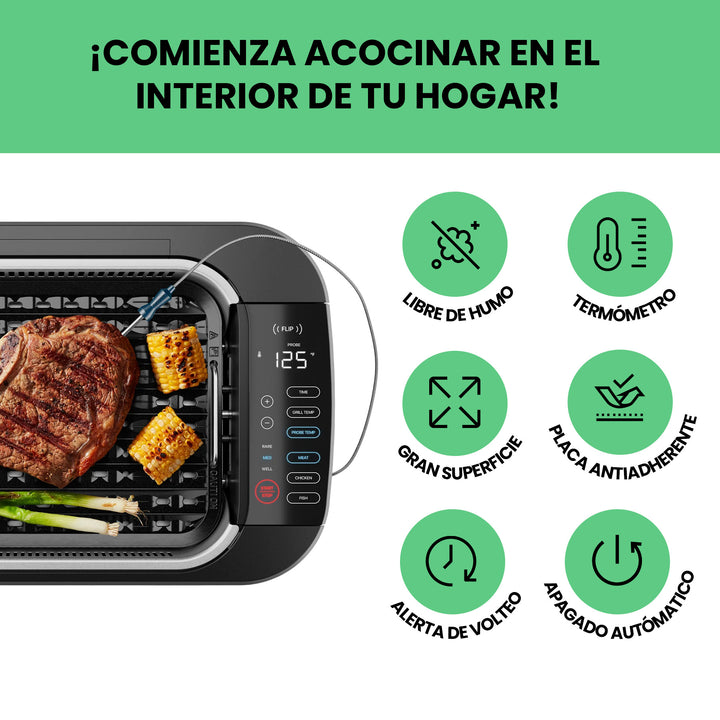 Chefman - Parrilla interior AccuGrill con sonda