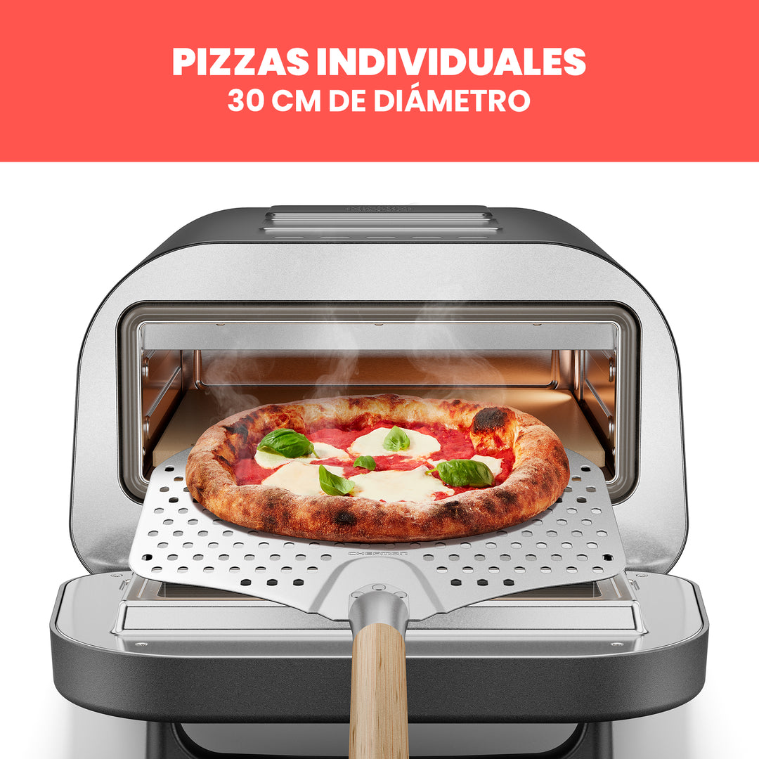 Chefman - Horno de pizza interior: hace pizzas  en minutos, se calienta hasta 800 ° F - Acero inoxidable