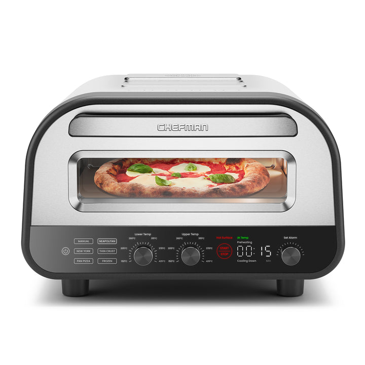 Chefman - Horno de pizza interior: hace pizzas  en minutos, se calienta hasta 800 ° F - Acero inoxidable