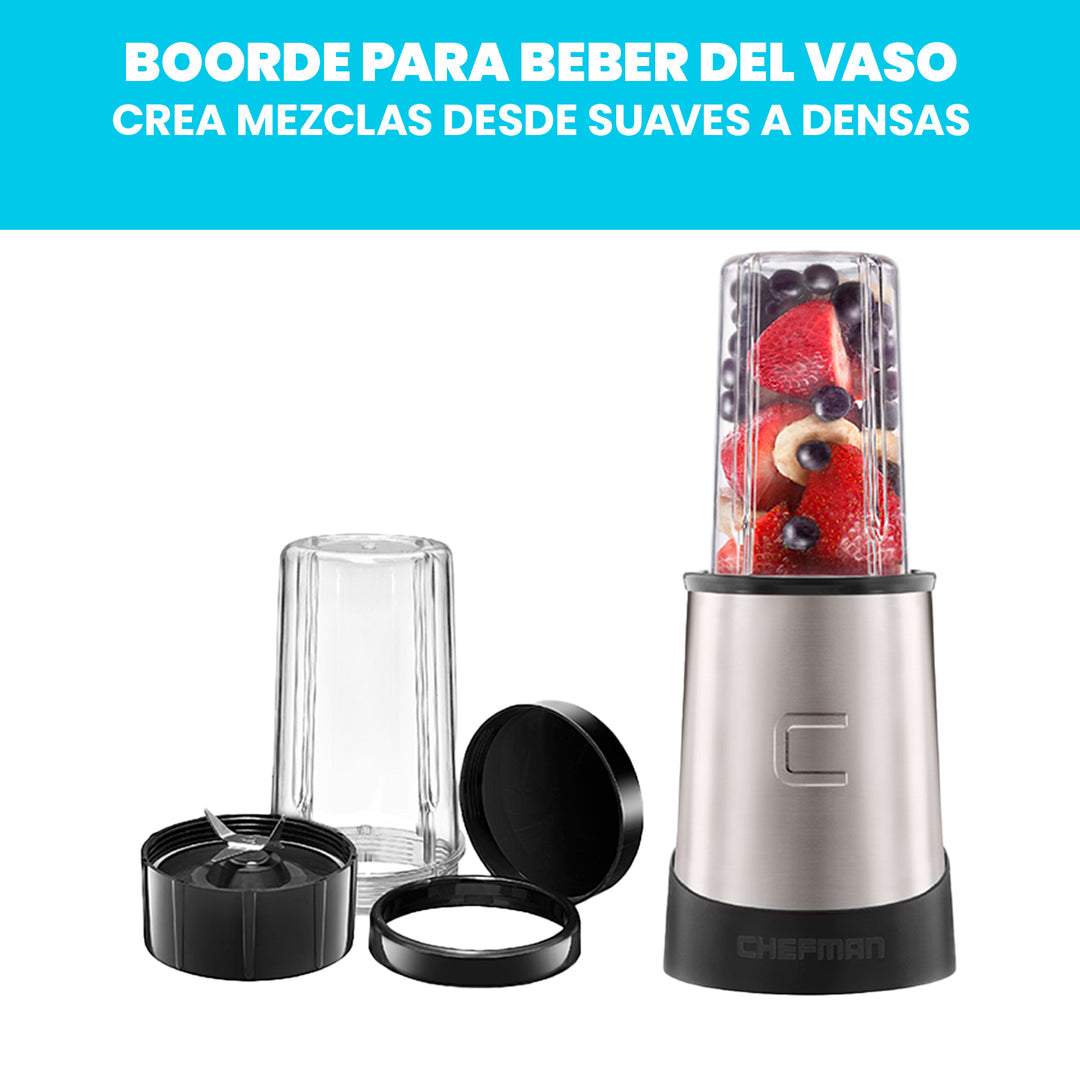 Chefman - Batidora personal con 2 vasos de viaje