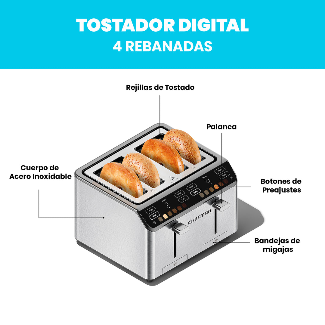 Chefman Smart Touch Tostador rebanadas digital, definiciones
