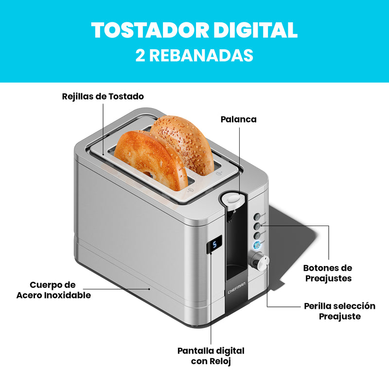 Chefman - Tostador Digital De 2 Rebanadas