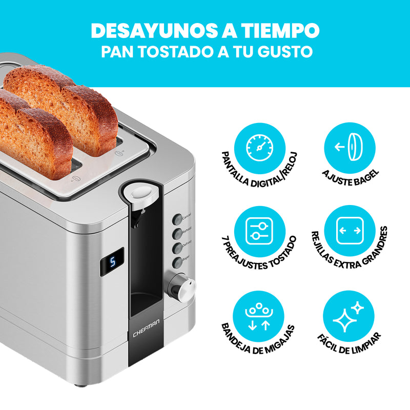 Chefman - Tostador Digital De 2 Rebanadas