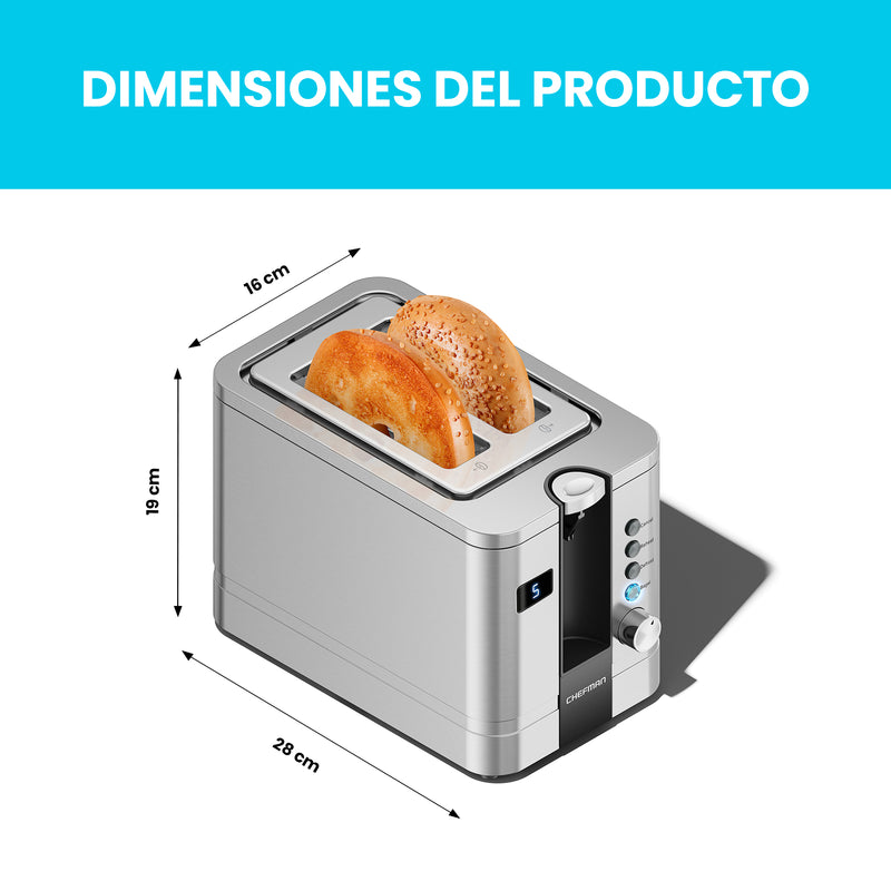 Chefman - Tostador Digital De 2 Rebanadas