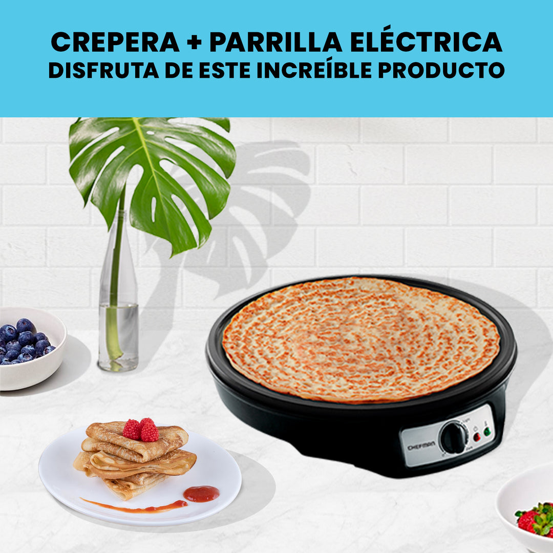 Chefman - Crepera Eléctrica De 12" Pulgadas: Sartén Redondo