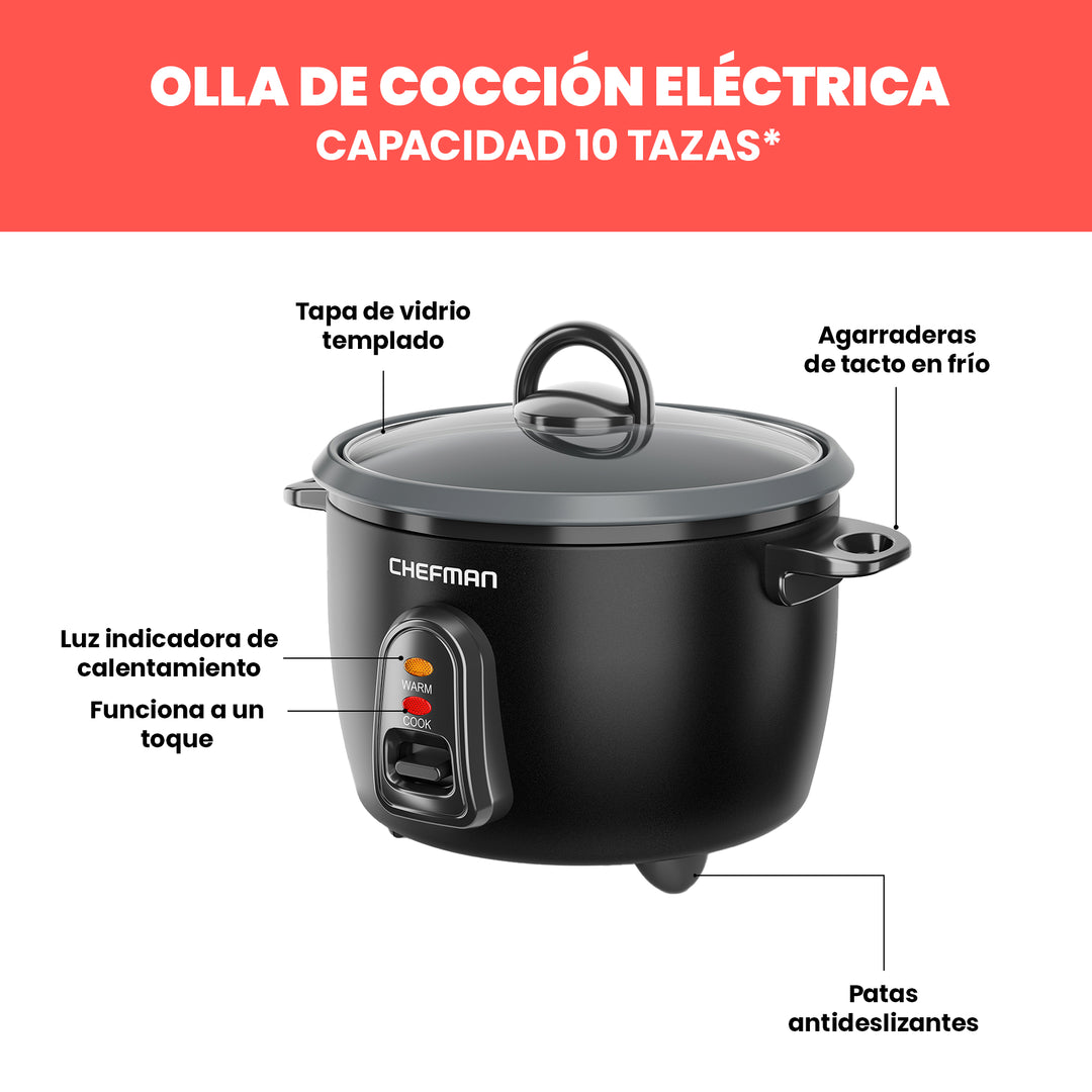 Chefman - Arrocera Eléctrica de 10 Tazas