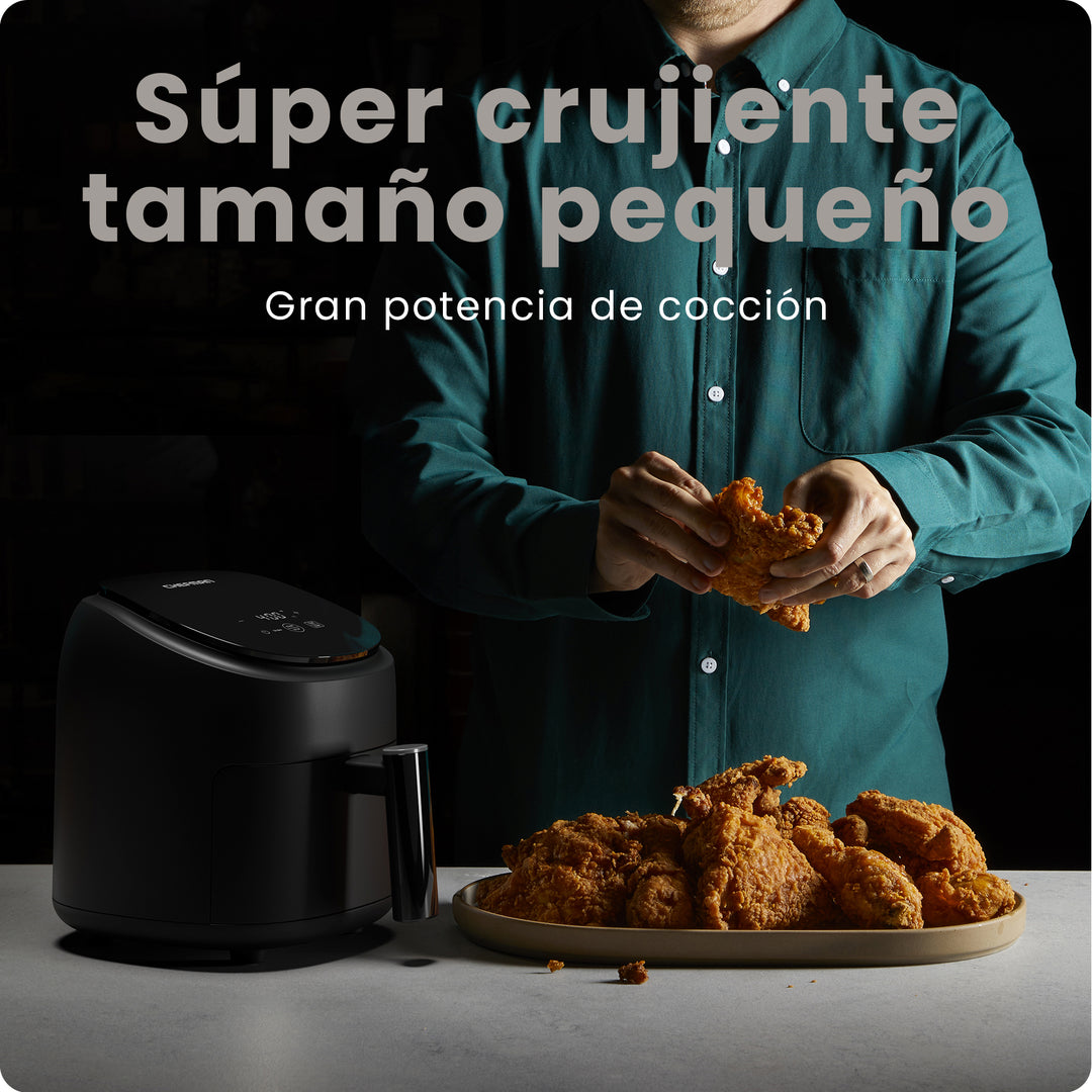 CHEFMAN - Freidora Airfryer TurboFry 2 Qt Digital | Compacta y Sin Aceite | Negro