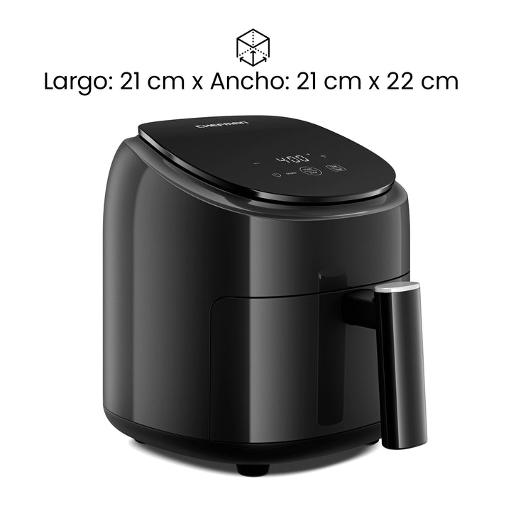 CHEFMAN - Freidora Airfryer TurboFry 2 Qt Digital | Compacta y Sin Aceite | Negro