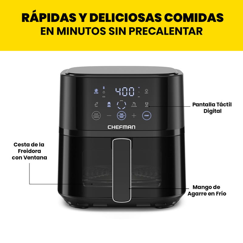 Chefman - Freidora De Aire Digital De 3.7 L Turbofry con Ventana