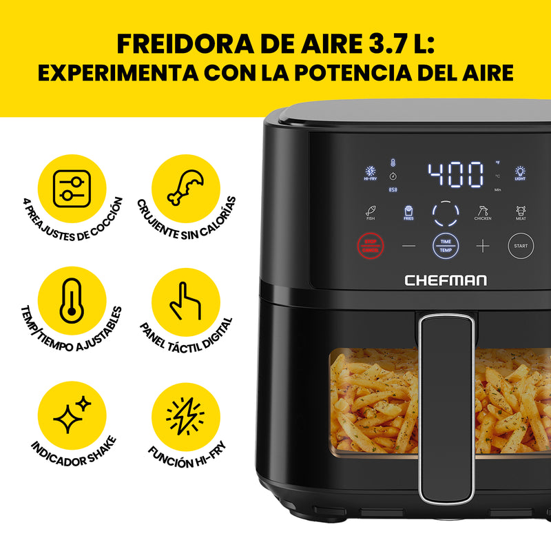 Chefman - Freidora De Aire Digital De 3.7 L Turbofry con Ventana