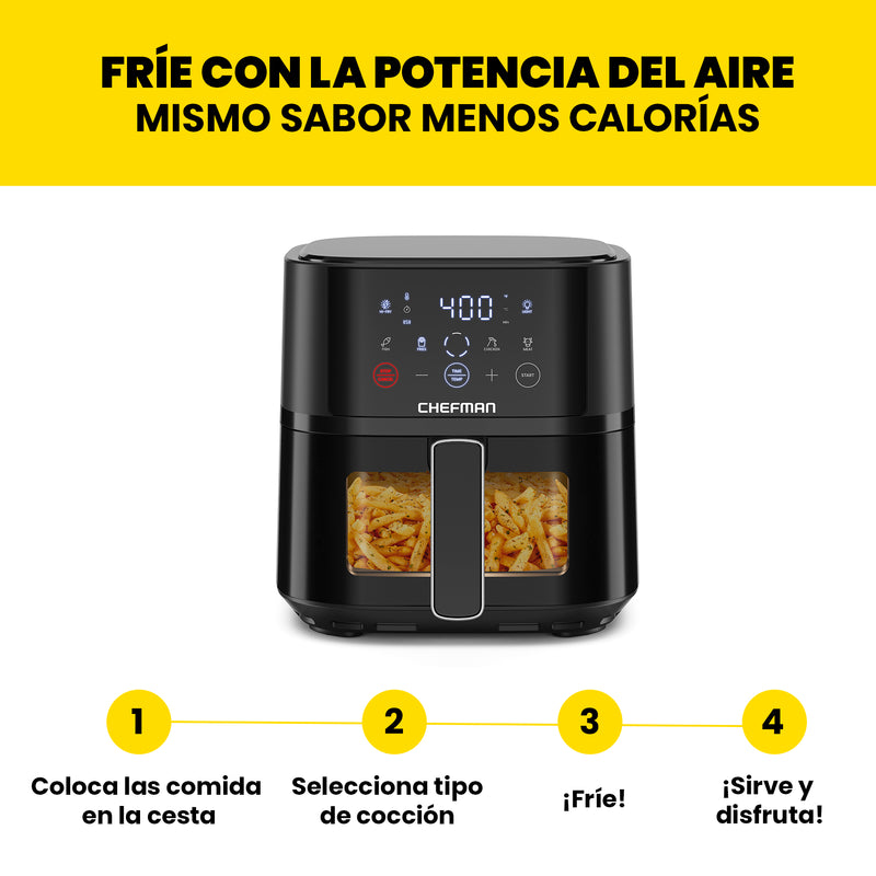 Chefman - Freidora De Aire Digital De 3.7 L Turbofry con Ventana