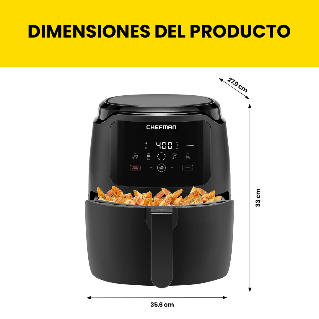 Chefman - Freidora de aire digital, 4 ajustes preestablecidos de cocción 4.7L (5 Qt.)