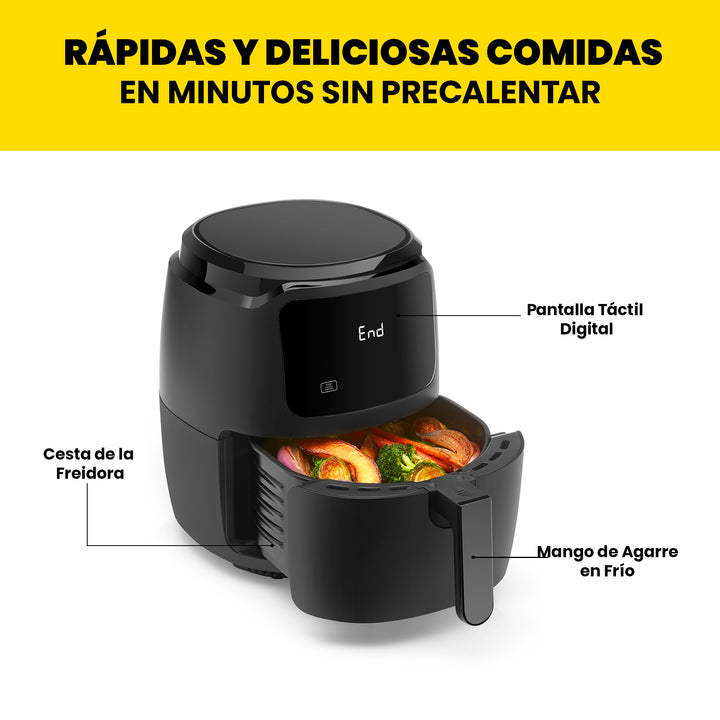 Chefman - Freidora de aire digital, 4 ajustes preestablecidos de cocción 4.7L (5 Qt.)