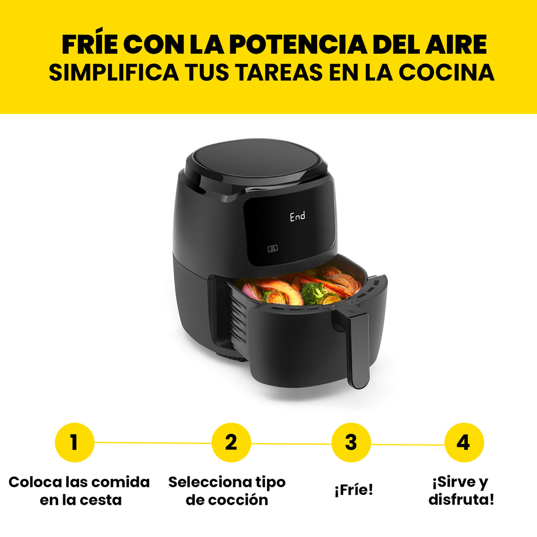 Chefman - Freidora de aire digital, 4 ajustes preestablecidos de cocción 4.7L (5 Qt.)