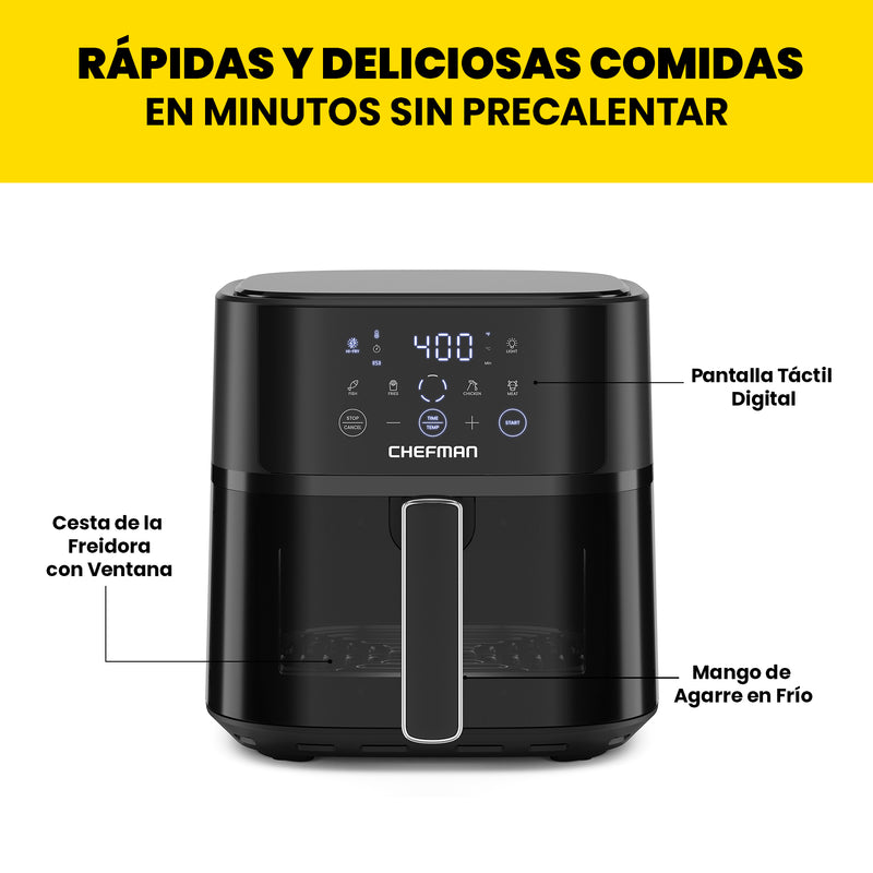 Chefman - Freidora De Aire 6qts Con Venta Y Control Digital