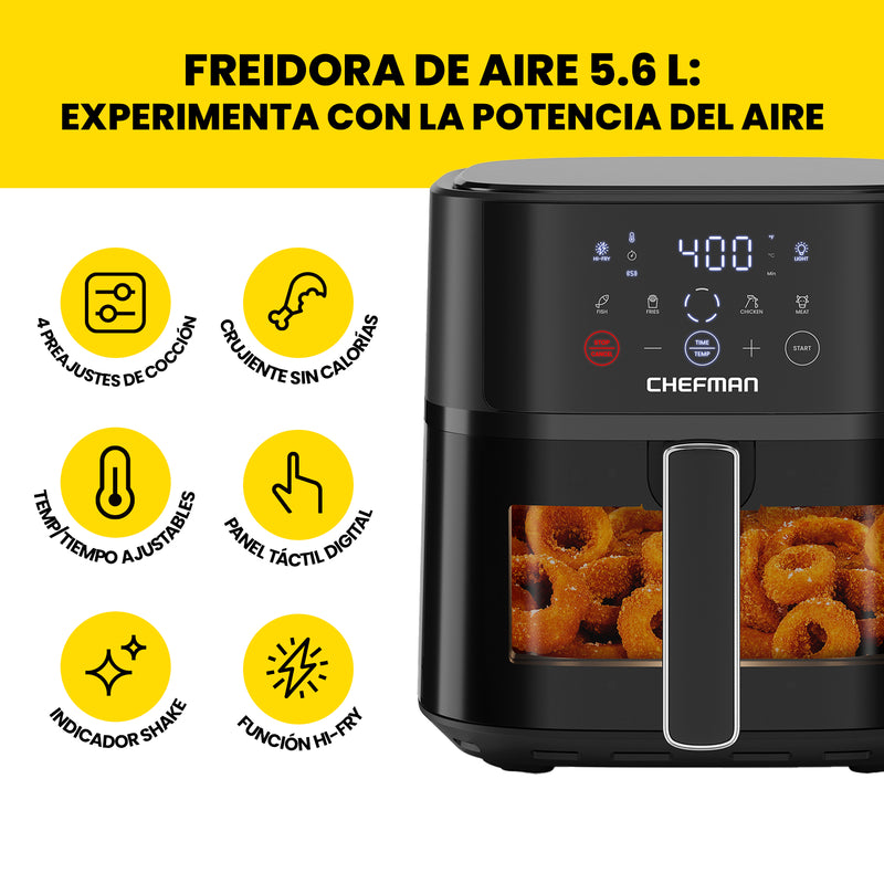 Chefman - Freidora De Aire 6qts Con Venta Y Control Digital