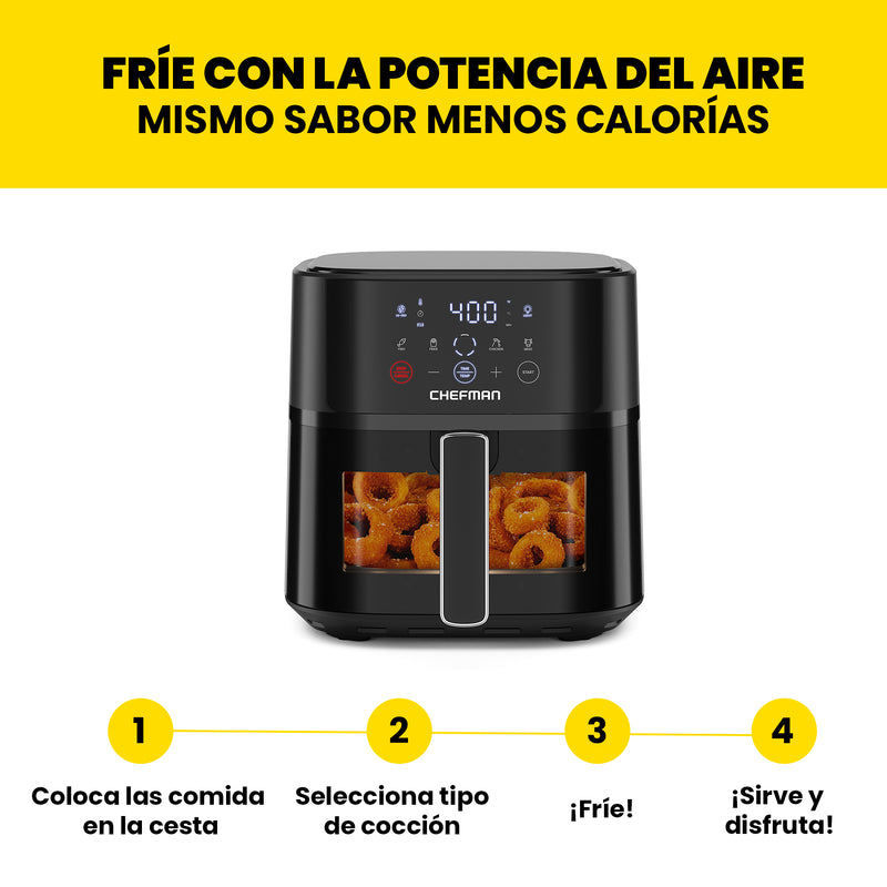 Chefman - Freidora De Aire 6qts Con Venta Y Control Digital