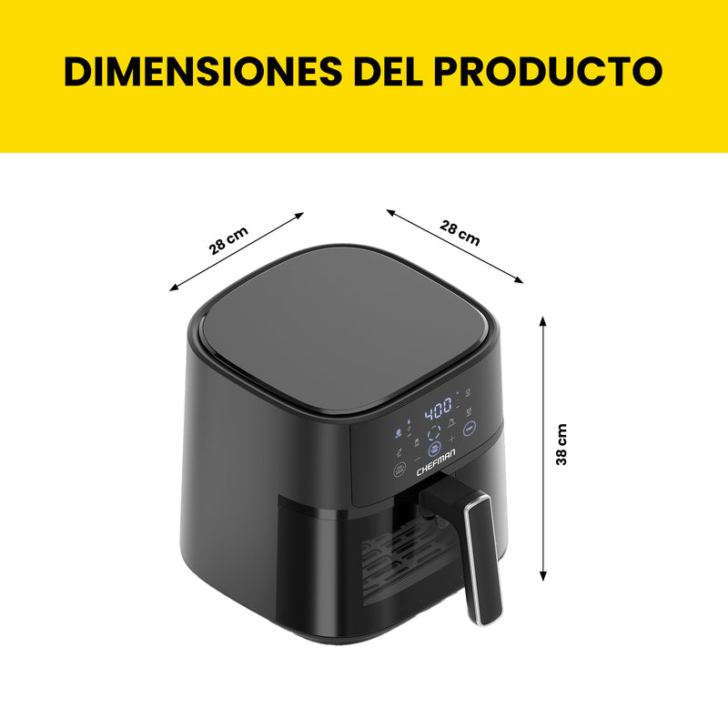 Chefman - Freidora De Aire 6qts Con Venta Y Control Digital