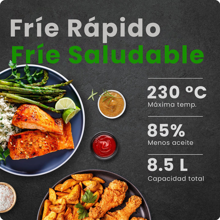 CHEFMAN - Freidora de Aire TurboFry 8.5 L 6 en 1 – Alta Potencia y Cocción Rápida – Color Negro