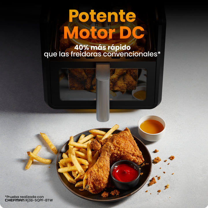 CHEFMAN - Freidora de Aire TurboFry 8.5 L 6 en 1 – Alta Potencia y Cocción Rápida – Color Negro