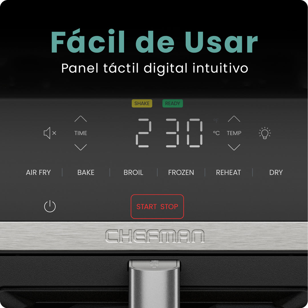 CHEFMAN - Freidora de Aire TurboFry 8.5 L 6 en 1 – Alta Potencia y Cocción Rápida – Color Negro