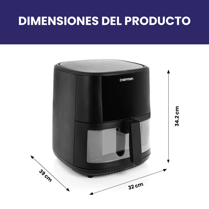 Chefman - Freidora de Aire de 7.5 litros con termómetro incluido y ventana