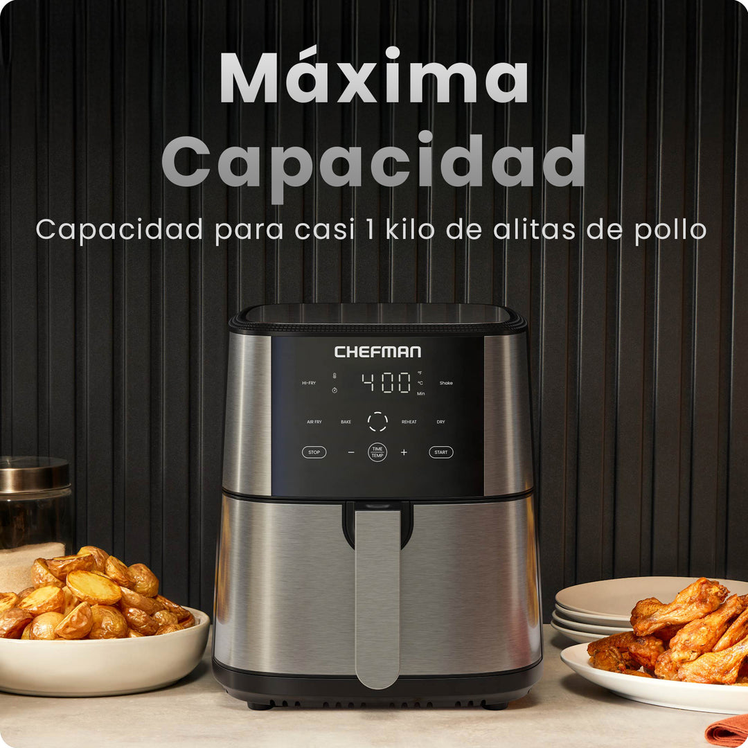 Chefman - TurboFry – Freidora de Aire Digital 6 Quarts | Pantalla Táctil