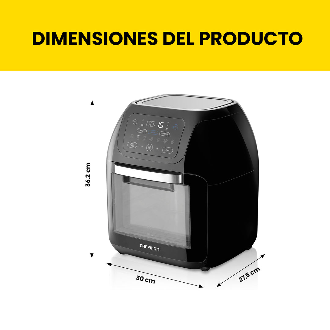 Chefman - Multicooker 10L: Freidora Digital, Asador, Deshidratador y Horno de Convección