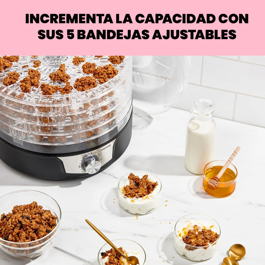 Chefman - Deshidratador de alimentos con 5 bandejas.