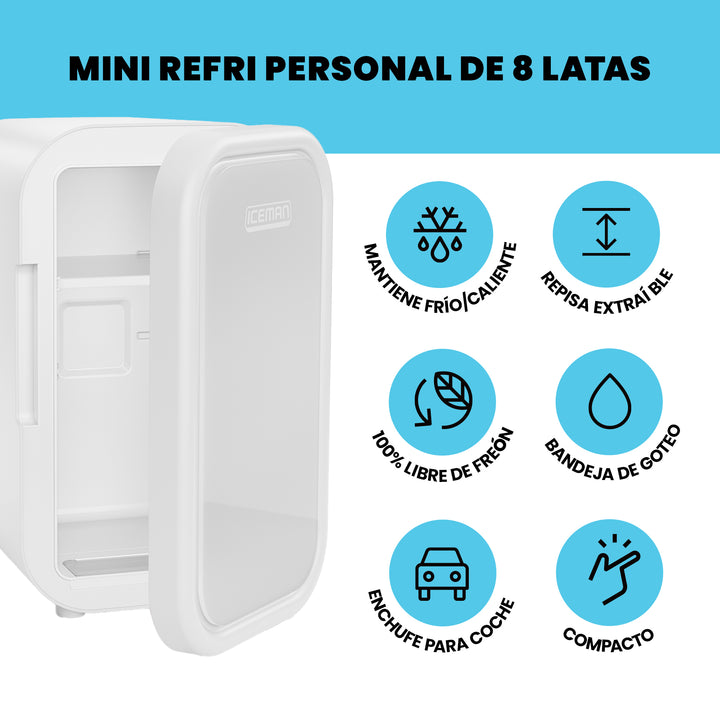 Iceman - Mini refrigerador portátil de 8 latas