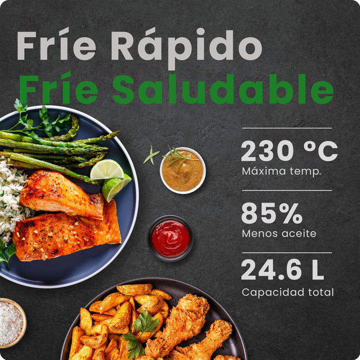 CHEFMAN - Horno Tostador Freidora de Aire con Puerta Francesa – 26 Qt, 10 en 1, Acero Inoxidable Plateado