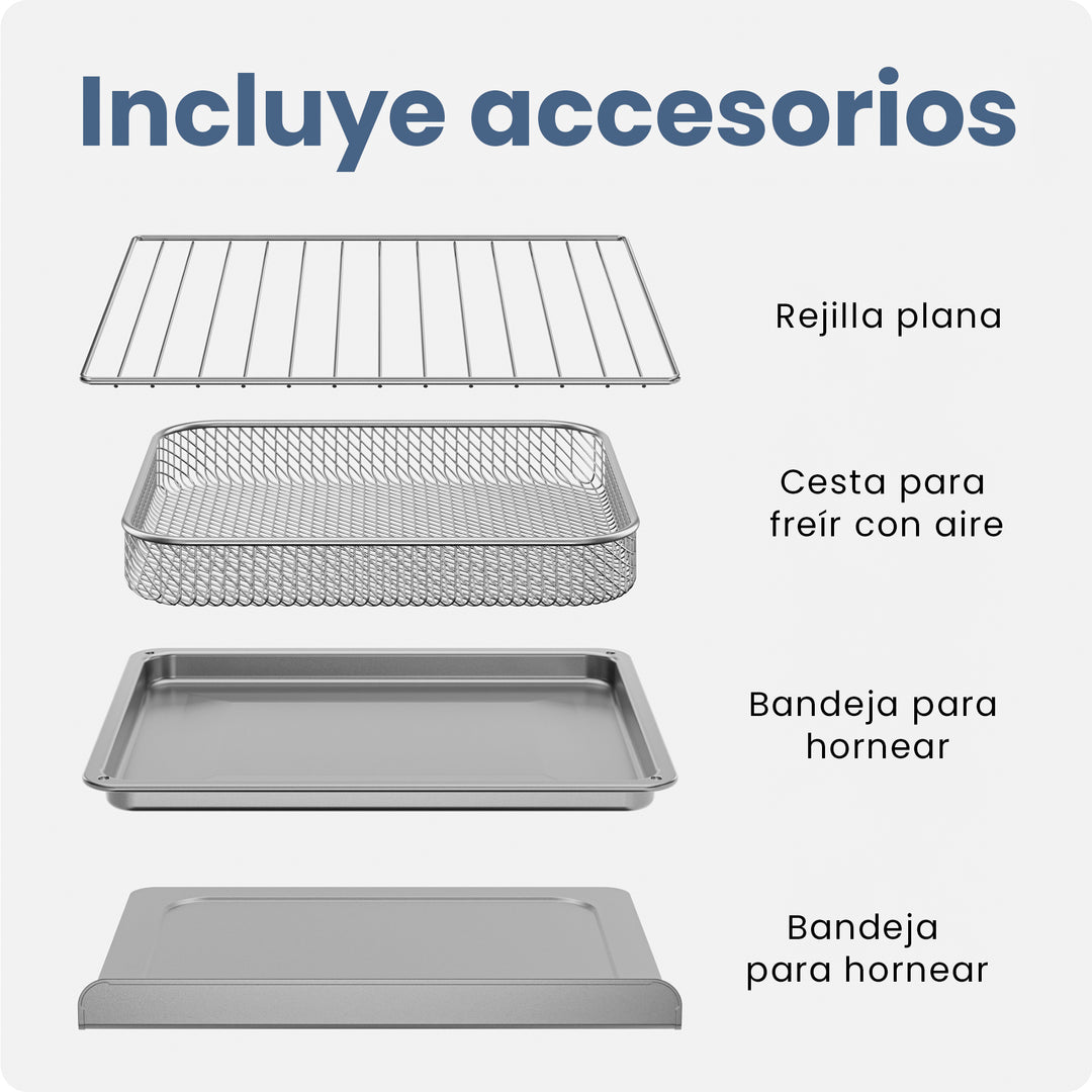 CHEFMAN - Horno Tostador Freidora de Aire con Puerta Francesa – 26 Qt, 10 en 1, Acero Inoxidable Plateado