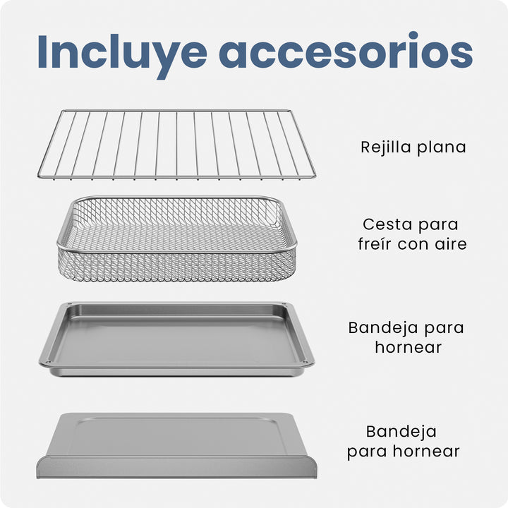 CHEFMAN - Horno Tostador Freidora de Aire con Puerta Francesa – 26 Qt, 10 en 1, Acero Inoxidable Plateado