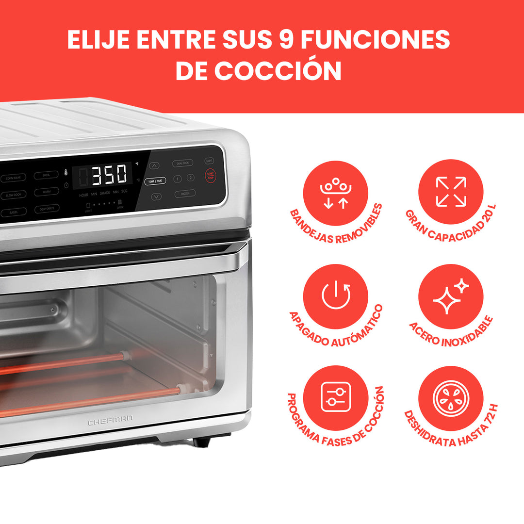 Chefman - Toast-Air" Horno + Freidora de Aire de 20 L