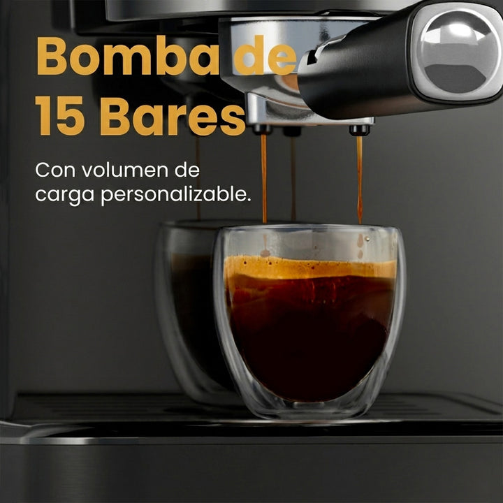 Chefman - Máquina de Espresso Digital CraftBrew 15 Bar con Espumador de Leche, Panel Táctil y Tanque de 1.5 L