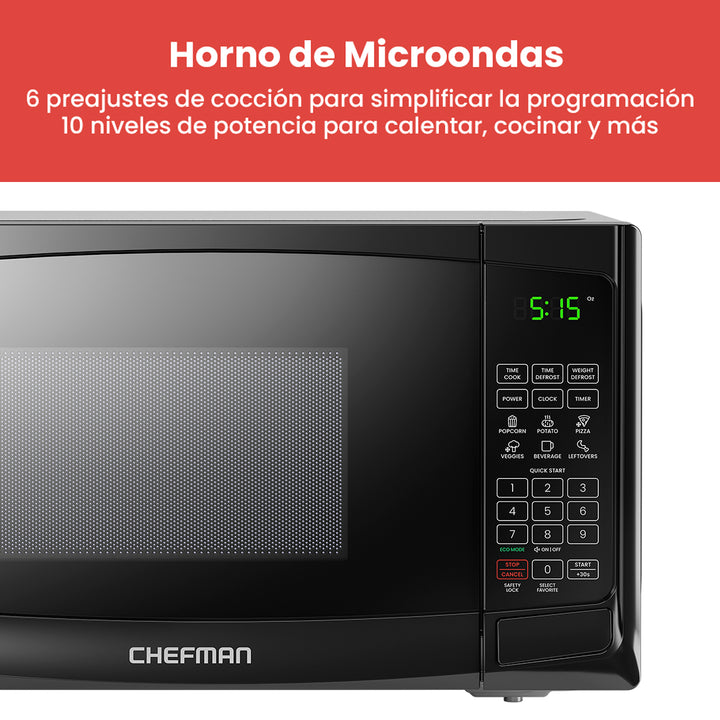 Chefman - Horno de Microondas de 0.7 Pies Cúbicos Color Negro