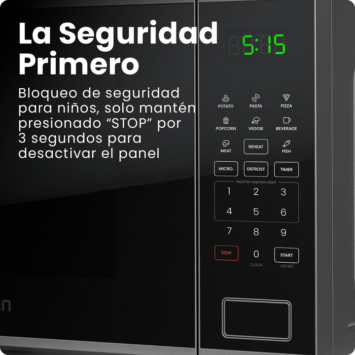 Chefman - Horno Microondas 1.1 Pies Cúbicos | Digital Espejo en Acero Inoxidable