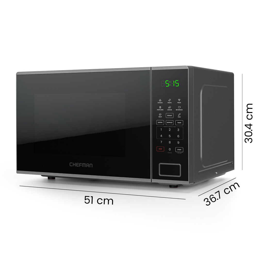 Chefman - Horno Microondas 1.1 Pies Cúbicos | Digital Espejo en Acero Inoxidable
