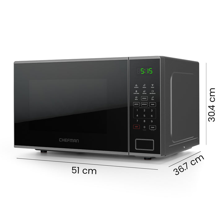 Chefman - Horno Microondas 1.1 Pies Cúbicos | Digital Espejo en Acero Inoxidable