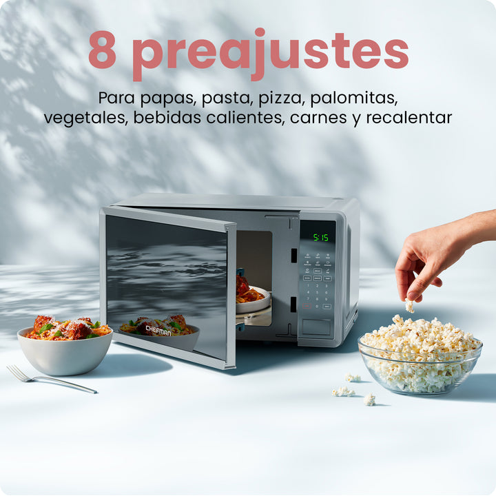 Chefman - Microondas Digital 0.7 Pies Cúbicos | 8 Menús Automáticos