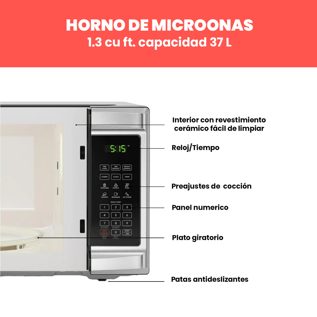 Chefman - Horno de microondas De 1.3 Cu. Digital