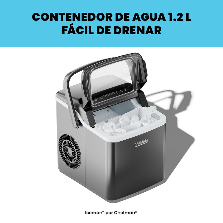 Chefman - Iceman: Máquina de Hielo Portátil con Autolimpieza, 9 Cubos en 7 Minutos