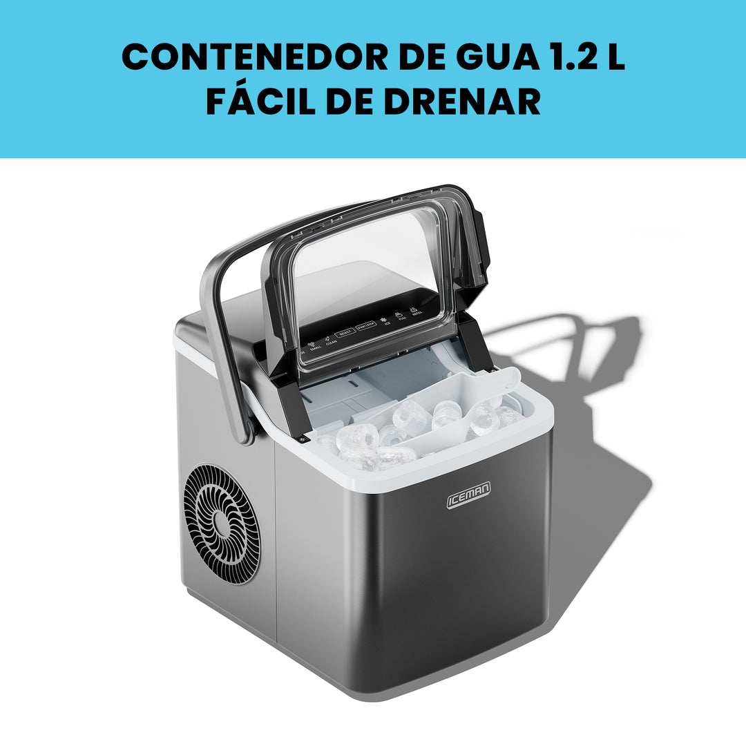 Chefman - Iceman: Máquina de Hielo Portátil con Autolimpieza, 9 Cubos en 7 Minutos